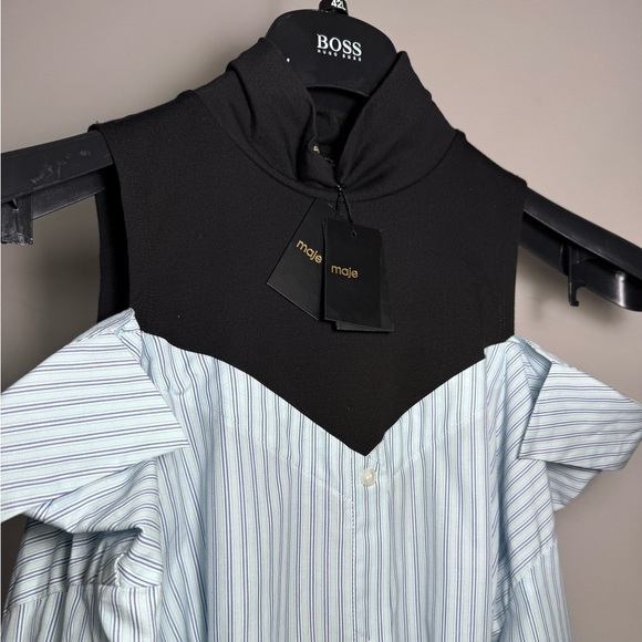 NWT Maje TROMPE-L’OEIL STRIPED SHIRT DRESS in Sz. 36 - Picture 7 of 12